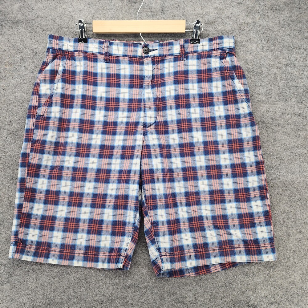 GAP Shorts Mens 36 Blue Plaid Chino Mid Rise